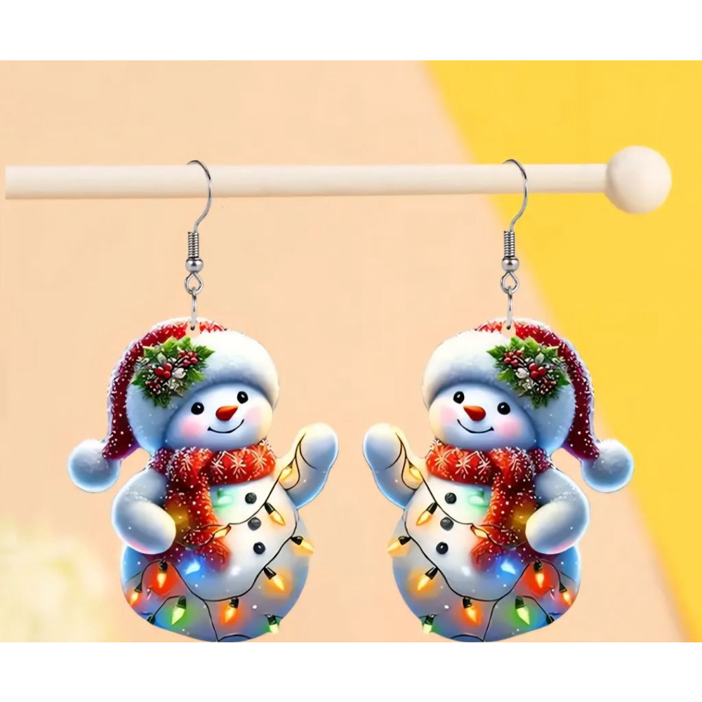 Christmas Snowman Acrylic whimsical earrings